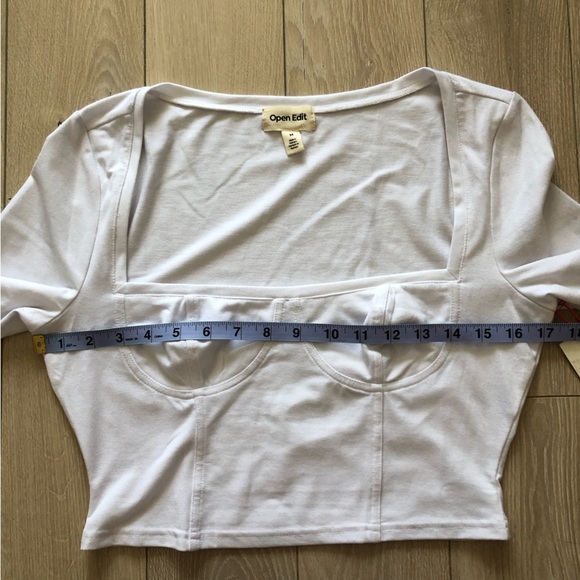 NWT Open Edit Bustier Square Neck Long Sleeve Top Size M - Picture 7 of 9